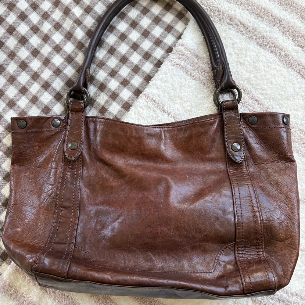 Frye Rich Brown Leather Shoulder Tote